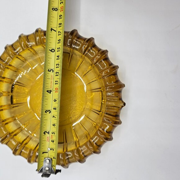 MCM Fostoria Golden Amber SUNBURST Glass Ashtray/trinket tray - Picture 3 of 3